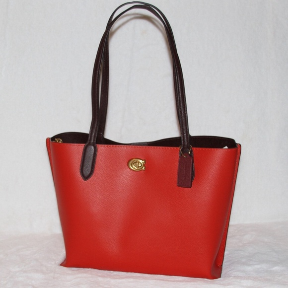 NWT COACH Willow Tote Red Leather Shoulder Bag Purse - Picture 2 of 6